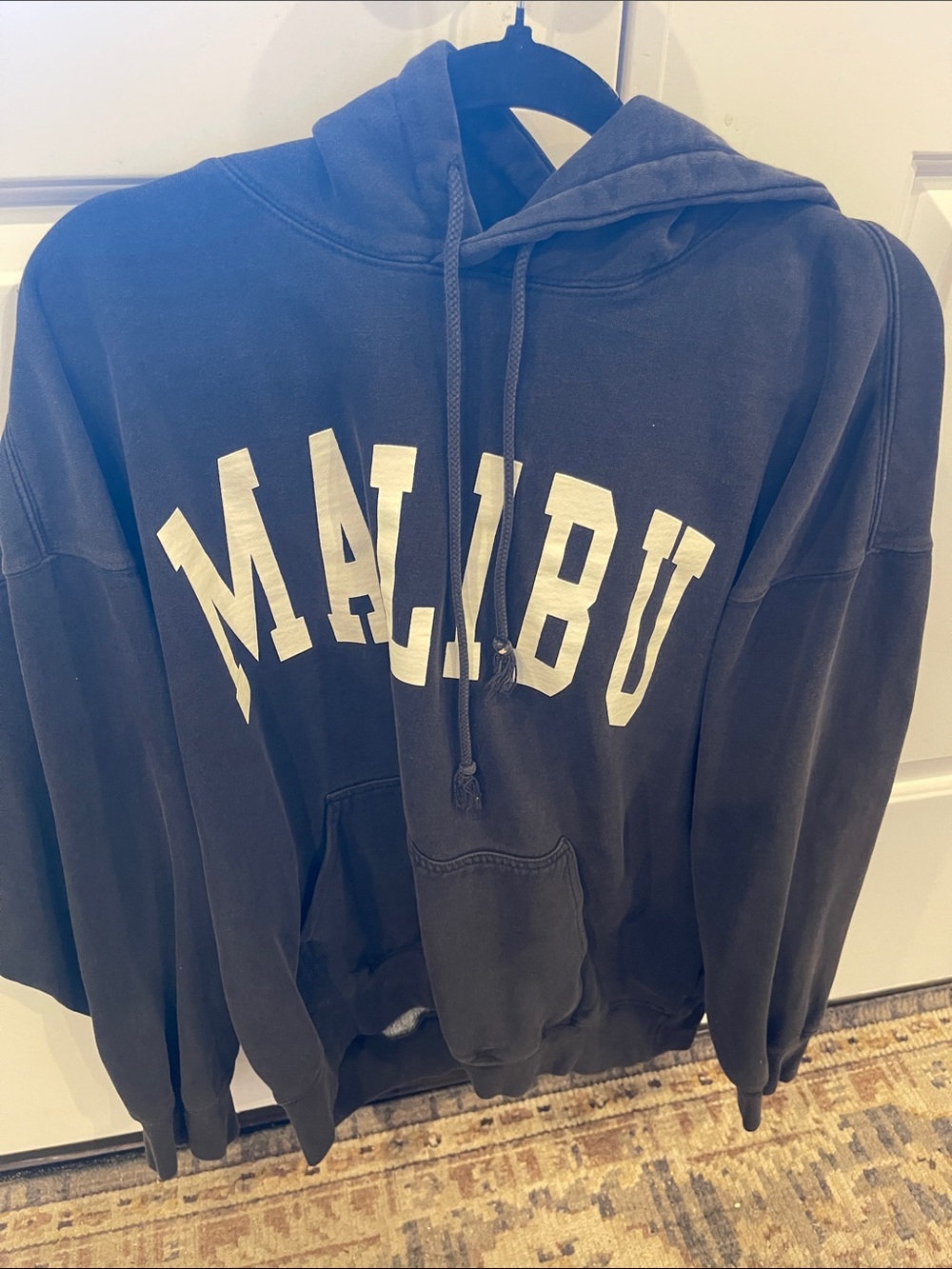 Brandy Melville Black 'MALIBU' Arch Logo Hoodie